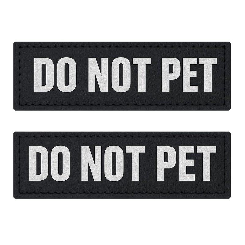 Albcorp Reflective Do Not Pet Patches with Hook Backing for Service Animal Vests /Harnesses Large (6 X 2) Inch - Image 1